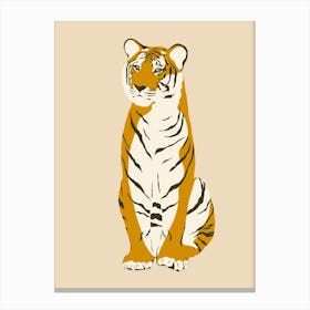 Cute Tiger - Beige Canvas Print