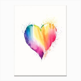 Rainbow Heart 1 Symbol Minimal Watercolour Canvas Print