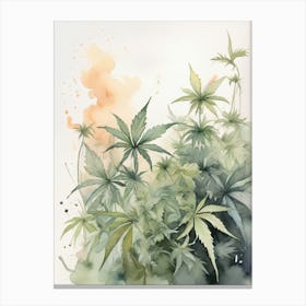 Marijuana Leaves Watercolor Painting Canvas Print