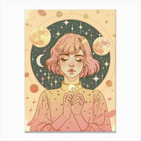 Moon And Stars women Canvas Print