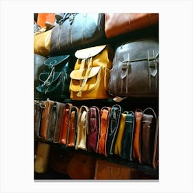 Leather Bags In A Shop Canvas Print