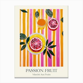 Marche Aux Fruits Passion Fruit Fruit Summer Illustration 3 Canvas Print