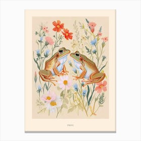 Folksy Floral Animal Drawing Frog 8 Poster Canvas Print