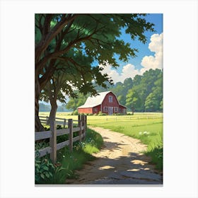 Red Barn In The Countryside 2 Canvas Print