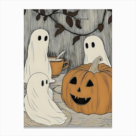 Ghosts And Pumpkins 4 Canvas Print