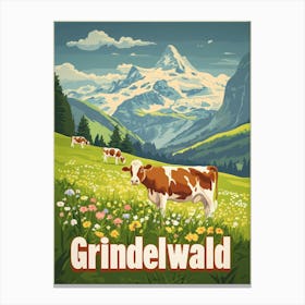 Aihrgdesign A Classic 1960s Travel Poster For Grindelwald 1 Canvas Print