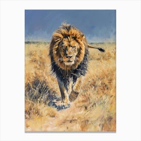 Barbary Lion Hunting Acrylic Painting 1 Canvas Print