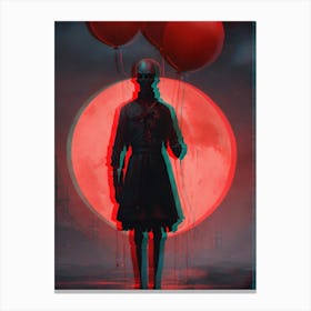 Girl With Red Balloons Canvas Print