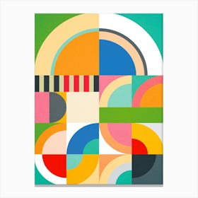 Colourful Geometric Rainbows • Playful Bauhaus Canvas Print