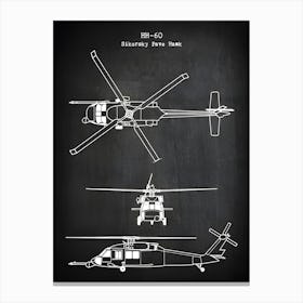 Air Force Helicopter Hh 60 Pave Hawk Pave Hawk Diagram Sikorsky Military Helicopter Helicopter Art Military Decor Patent Vahh601 Canvas Print