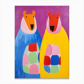 Colourful Kids Animal Art Capybara 3 Canvas Print
