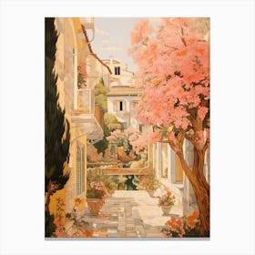 Marbella Spain 2 Vintage Pink Travel Illustration Canvas Print