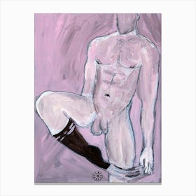 Man In A High Sock - male nude homoerotic gay art man painting Canvas Print