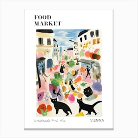 The Food Market In Vienna 6 Illustration Poster Canvas Print