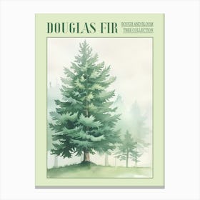 Douglas Fir Tree Atmospheric Watercolour Painting 3 Poster Canvas Print