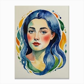 Blue Haired Girl Canvas Print