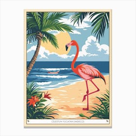 Greater Flamingo Celestun Yucatan Mexico Tropical Illustration 8 Poster Canvas Print