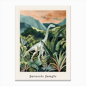 Dinosaur In The Leafy Foliage Painting Poster Canvas Print