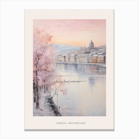 Dreamy Winter Painting Poster Geneva Switzerland 1 Canvas Print