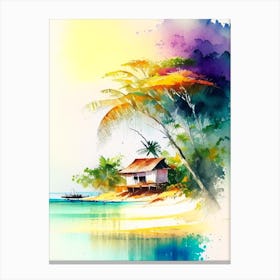 Pemba Island Tanzania Watercolour Pastel Tropical Destination Canvas Print