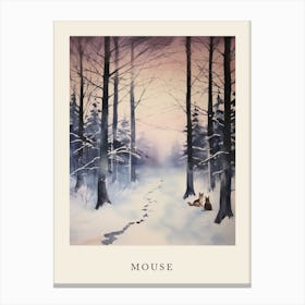 Winter Watercolour Mouse 1 Poster Canvas Print