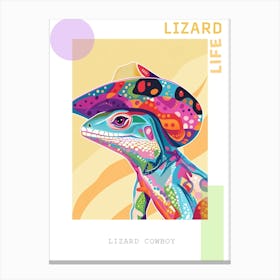 Lizard With A Cow Print Cowboy Hat Modern Abstract Illustration 3 Poster Canvas Print