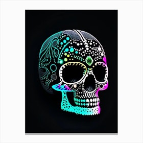 Skull With Neon Accents 1 Doodle Canvas Print