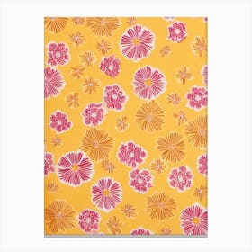 Marigold Floral Print Retro Pattern1 Flower Canvas Print