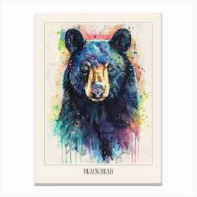 Black Bear Colourful Watercolour 1 Poster Canvas Print