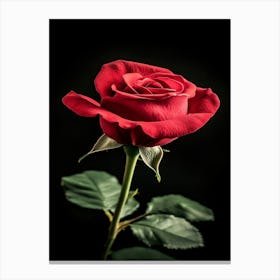 Red Rose Isolated On Black Background 2 Canvas Print