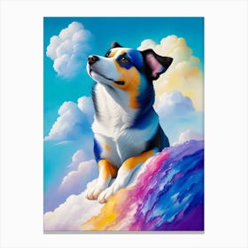 Dog Sitting On Clouds Canvas Print