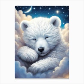 Polar Bear Sleeping In The Clouds 1 Canvas Print