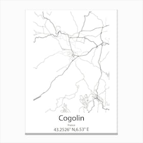 Cogolin,France Minimalist Map Canvas Print