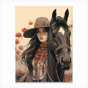 Wanderlust Cowgirl Illustration 2 Canvas Print