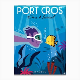 Port Cros Parc National Poster Blue Canvas Print