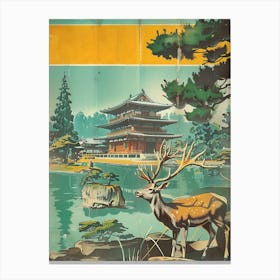 Nara Deer Park Japan Mid Century Modern 2 Canvas Print