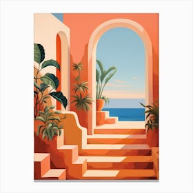 Amale0130 Plant In Stairway By Colorblock In The Style Of Folk 7a4c0cc5 A25e 45d0 93fd 0ce91c97ed9b Canvas Print