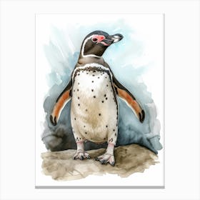 Humboldt Penguin Half Moon Island Watercolour Painting 2 Canvas Print