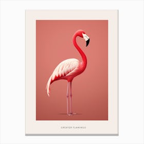 Minimalist Greater Flamingo 3 Bird Poster Canvas Print