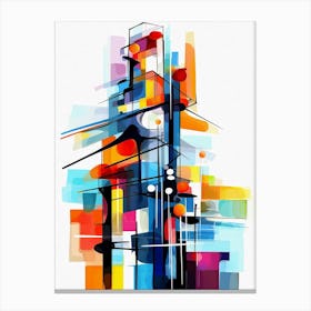 Skyscraper II, Avant Garde Modern Vibrant Colorful Style Painting White Background Canvas Print