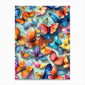 Colorful Butterflies Wallpaper Canvas Print