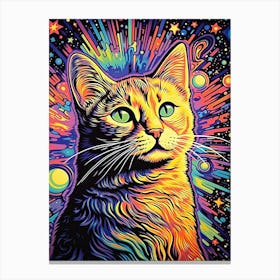 Cosmic Clawvergence, Psychedelic Cats series Canvas Print