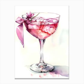 Watercolor Cocktail In A Glass Canvas Print