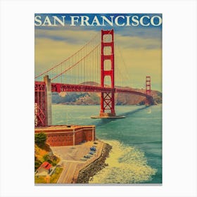 Golden Gate Bridge Retro Vintage Poster Canvas Print