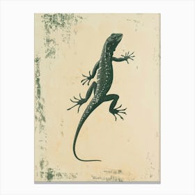 Forest Green Moorish Gecko Lizard Block Print 4 Canvas Print