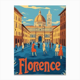 Aihrgdesign A Retro Travel Poster For Florence Featuring The 7 Canvas Print