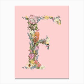 F Pink Alphabet Letter Canvas Print