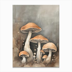 Neutral Mushroom Painting, Cottage core, Fungi Canvas Print