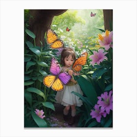 Dreamshaper V7 Adventures Together Butterfly Guided Cute Lily 1 Canvas Print