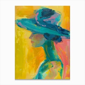 Hat and blue Canvas Print